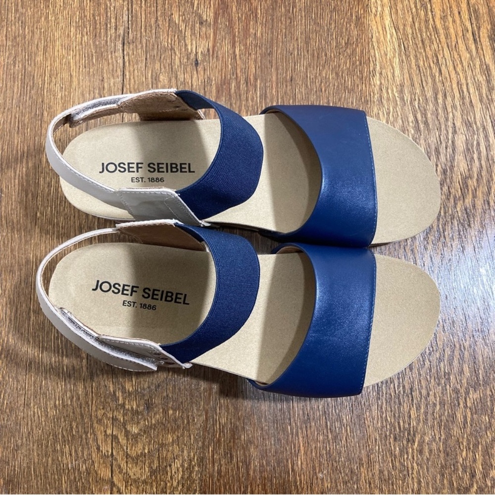 New Josef Seibel Quinn 09 Leather Slingback Sandal Women’s Size US 7-7.5 Ocean. - Picture 3 of 11